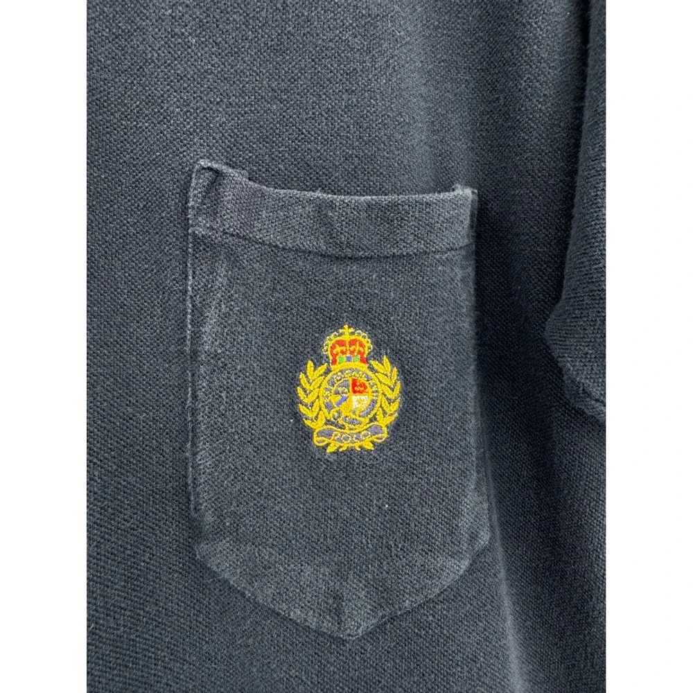 VTG Polo Ralph Lauren The Big‎ Shirt Navy Blue Crest Pocket Polo Mens Medium M